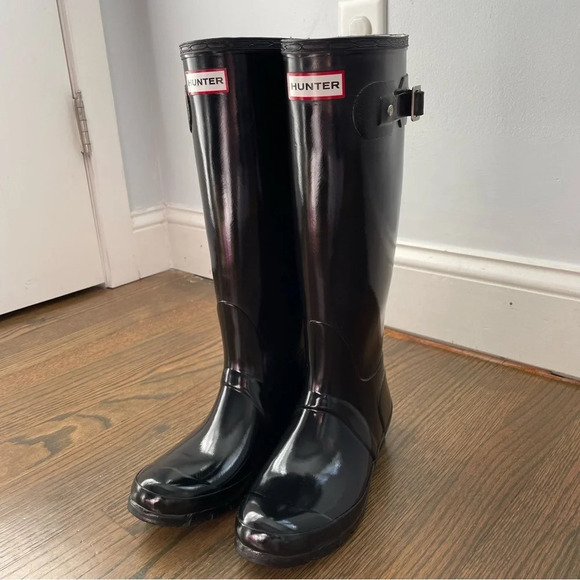 Hunter original gloss tall rain boots size M5 F6 - Picture 1 of 13